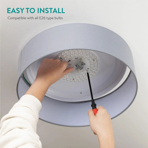 Installing Dope Drum Shade Flush Mount Ceiling Light With 15.75 Inch Diameter And 22W LED, Warm White 3000K