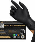 Heavy Duty Black Nitrile Gloves Rock Solid 8 Mil Thick Disposable Latex Free Powder Free Work Gloves For Mechanics And Diy Jobs Box Of 100 Medium Size demonstrating grip