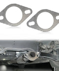 Installed 2.5-inch exhaust gasket with two-bolt flange; perforated metal, high-temp material, Amazon brand