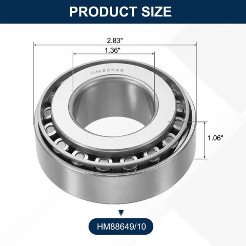 Heavy-Duty Tapered Roller Bearing Cone And Cup Set For High-Load Industrial And Auto Use, 1.36-Inch Bore, 2.83-Inch OD