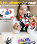 Child using the Ultimate 297 Piece Chemistry Molecule Model Kit for hands-on learning with 3D atom models and bond links.