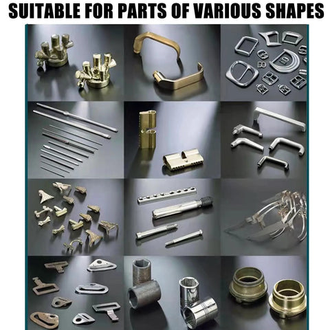 14 oz, 1/8 in stainless steel tumbling media mix (ball, cone, pin shapes) for jewelry polishing and deburring.