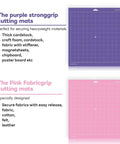 Cricut cutting mats, 12x12 inch, 4-pack set; purple StrongGrip and pink FabricGrip mats shown.