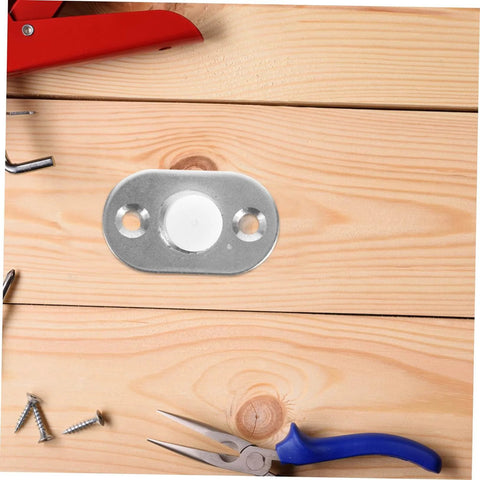 Sliding Door Floor Guide Roller And Barn Door Stopper for Smooth Easy Install, steel and nylon, uninstalled on wood surface.
