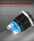 Side view of 12V 19mm Momentary Horn Push Button Switch Waterproof Round Power Button for RV Truck Boat Marine with screw terminals