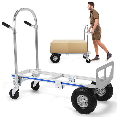Heavy Duty Two In One Aluminum Folding Hand Truck With Smooth Roll Casters Eight Hundred Lb Capacity Compact Convertible Dolly moving carton.