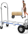 Heavy Duty 2 In 1 Folding Dolly Cart And Aluminum Hand Truck With A Rugged Flip Up Toe Plate for moving a box.