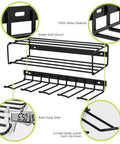Detailed view of Three Piece Heavy Duty Steel Wire Drill Holder Wall Mount Set Black 100lb Load Capacity with curved hooks and metal material