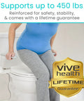 Rock Solid Heavy Duty Toilet Safety Rails With Flip Up Grab Handles Built Like A Tank Support Frame For Seniors And Mobility Aid Durable Steel Wide Base Anti Slip Feet with a woman using grab handles.