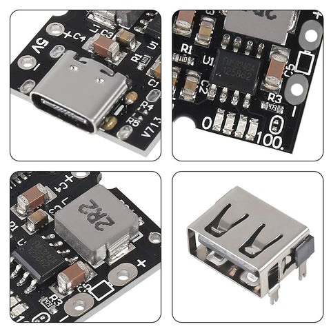 Type C USB Boost Converter Module Pack Six Pieces 5V 2A Output Boost Up Power Must Have Charge Discharge Integrated Board close-up
