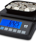 Coin Counting Scale For Fast Cash Counting And Sorting Coins In USD CAD EUR GBP Totals The Value In Seconds Display Blue Screen
