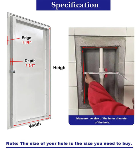Flat Out Heavy Duty Metal Access Panel With Lockable Ceiling Door And Waterproof Wall Hatch For Attic Vent Covers Size 38 X 48 Inch installation measurement guide.