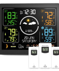 All In One Weather Station With Wireless Indoor Outdoor Thermometer And Three Remote Sensors 7.5 Inch VA Display With Weather Forecast Atomic Clock Temperature Humidity And Adjustable Backlight For Home with display and sensors