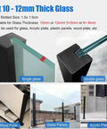 Heavy Duty Black Deck Railing System Wall Mount Balcony Fence With Clip Infill Kit And Custom 48 Inch Left End Guardrail Posts For A Rock Solid Backyard Setup with 10-12mm thick glass suitability shown.