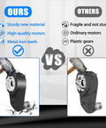 Comparison of sturdy new material and high-quality motors with metal iron teeth in the DIY 24V Motor Gearbox And Wire Harness Upgrade Kit For Ride On Toys Self Made Cars Switch Motor Gearbox Set For Kids Electric Cars High Speed Trax Upgrade Replacement Parts.