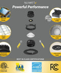 Components and features of Black 3 Inch LED Gimbal Recessed Lights With 5CCT 2700K To 5000K Selectable displayed with labels