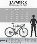 Size chart for Carbon Road Bike With Ultegra Di2 9270 Electronic Shifting, showing recommended frame sizes for different heights.