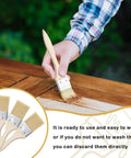 Person using 2-inch chip brush from Bulk 120 Pack for paint, glue, varnish, wood stain; durable bristles for DIY and home improvement.
