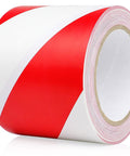High Visibility Red And White Floor Marking Tape 4 Inch By 108 Feet Self Adhesive Waterproof Caution Strip roll close-up