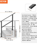 Built Tough Outdoor Handrails For Steps 2 To 3 Step Stair Rail Kit Black Carbon Steel Square Tube with specifications.