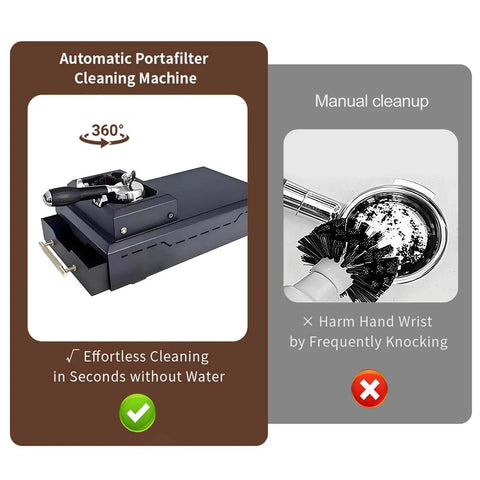 Electric Coffee Grounds Cleaner Knock Box For Swift 58mm Portafilter Cleanout with automatic cleaning features.