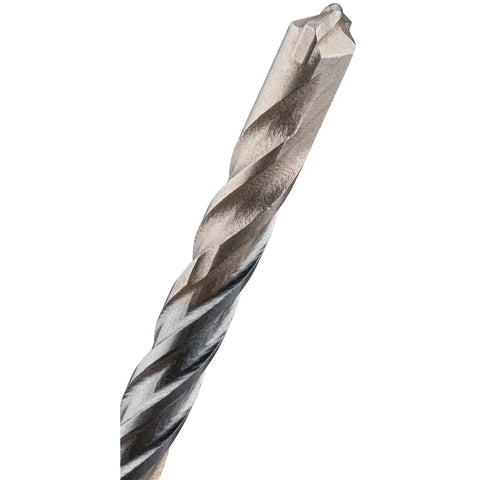 Close-up of Rock Carbide SDS Plus Hammer Bit 3/16 inch diameter, showing four flute design for debris clearing in concrete and masonry.