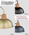 Two Pack Outdoor Wall Sconces Barn Style Light Fixtures With Hammered Metal Shade In Antique Brass Finish For Indoor Or Outdoor Use Perfect Porch Patio Garden Lighting showing black and blue variants with no photocell option.