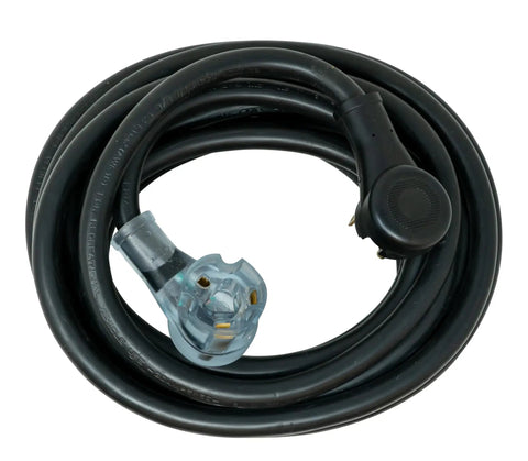 Coiled Beefy Heavy Duty RV Extension Cord For Campers, 30 Amp, 10 Gauge, 3 Conductor, 30 Ft Weather Resistant Black STW Power Cable