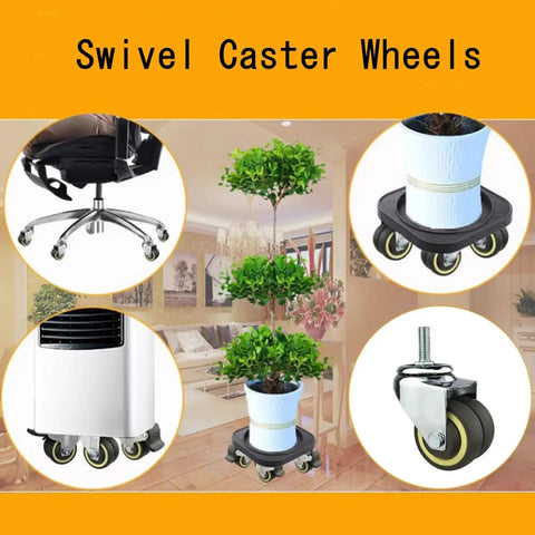 Five Piece Rollerblade Caster Wheels Featuring Smooth Tpe Rubber Rollers Quick M8 M10 M12 Stem Swap Heavy Duty Office Chair Replacement shown with potted plants.