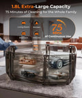 16-In-1 Upgraded Steam Cleaner With 2500W Motor And 9S Rapid Heating displaying 1.8L tank, showing cleaning use in living room, kitchen, bedroom, vehicles.