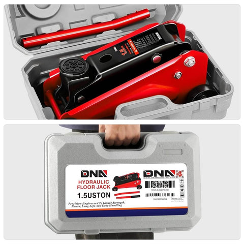 Low Profile Hydraulic Trolley Floor Jack 1.5 Ton Capacity 3000 Lbs Lift Range 5.5 To 15.35 Inches Red Car Service Workhorse Tool