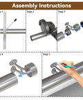 Assembly instructions for Premium Stainless Steel Bar Foot Rail Kit with heavy duty wall mount brackets and tubing.