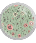 4 Pack Totally Crystal Glass Cabinet Knobs With Vintage Pink Floral Design On Sage Green Backdrop Drawer Pulls For Dresser Cabinets Kitchen And Closet Hardware Elegant Cupboard Door Handles