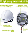 Solid Tradesman Kit Featuring 18 Piece Suspension Hard Hats In Clean White And Safety Yellow with ventilation holes.