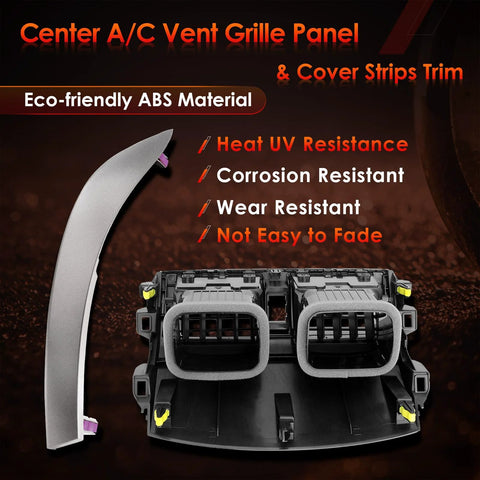 Center A/C dash vent grille panel with gray left/right trim, dual rectangular vents for 2008-2013 Corolla
