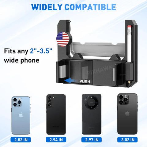 Kickass Flip Up Golf Cart Steering Wheel Cell Phone Mount fits 2 to 3.5 inch phones, designed for navigation on Club Car EZGO Yamaha.