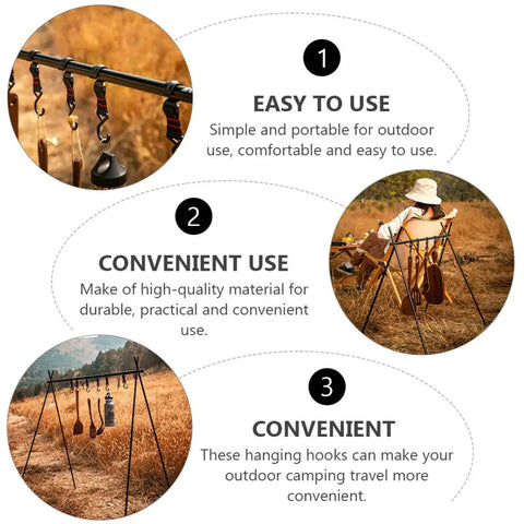 10 Pack Outdoor Camping Hook Hanger Set Portable Compact Size Clothes Storage Holder Lightweight Sturdy Hooks for Hiking Gear
