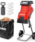 Heavy Duty 15 Amp Wood Chipper Shredder Mulcher With 1.77 Inch Cutting Capacity Four Steel Blades And Bag