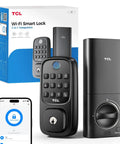 Fingerprint Door Lock With Keyless Entry Keypad For Front Door Built In WiFi Auto Lock And Voice Control Easy Installation Eight Month Battery Life No Brainer Remote Access Via App
