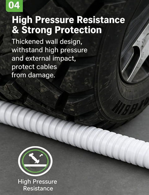 Grab This Boss Grade Heavy Duty PA66 Nylon Corrugated Conduit With Flame Retardant Finish For Tight Cable Routing and Rock Solid Protection On Every Project From Garage To Job Site under high pressure.