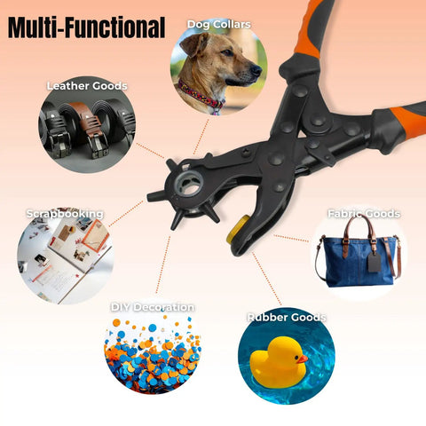 Heavy Duty Revolving Hole Punch Kit With Six Size Heads steel tool multi-functional for leather dog collars and DIY crafts