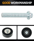 Serpentine Belt Tensioner Kit With Idler Pulley And Drive Belt For BMW 3.0L L6 2006 To 2013 with bolt and pulley details.