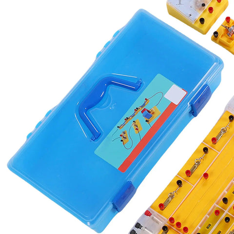 Hands On Physics Experiment Kit For High School Students With Circuit And Magnetism Projects, blue double layer storage box.