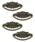 Four Antique Bronze Drop Swing Drawer Pulls With Screws Drop Bail Handles for furniture, made of zinc alloy, vintage style, 75mm by 29mm.