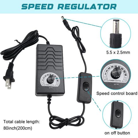 JQDML 24V DC reciprocating linear actuator kit with speed controller and inline switch, 80in cable