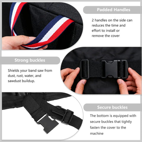 Heavy Duty 600D Bandsaw Cover for Deluxe Horizontal and Vertical Tabletop Saws with padded handles and secure buckles
