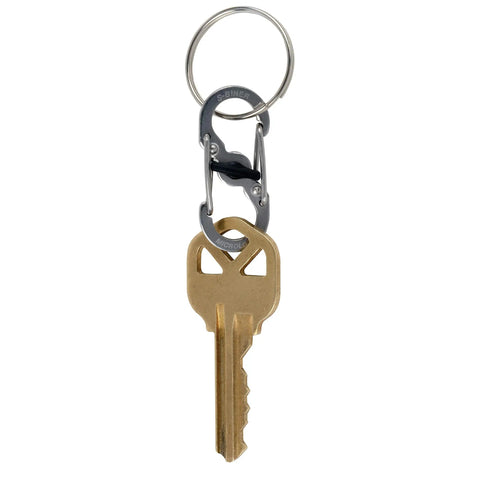 Stainless Steel S Biner MicroLock Locking Key Holder Set Dual Gates For Easy Key Clips On Your Keychain Twist To Lock 2 Pack