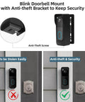 Adjustable Doorbell Mount For Blink Video Doorbell Camera 2nd Gen No Drill Adhesive Or Included Hardware Renters Friendly Easy To Install Anti Theft Bracket Black demonstration with anti-theft feature.