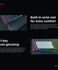 Dope Compact Mech Keyboard For Gaming And Work, 60 Percent Layout With 62 Keys, Crisp Blue Switches, Led Backlight, Anti Ghosting, Straight Up Reliable Usb Plug And Play Rig with built-in wrist rest.