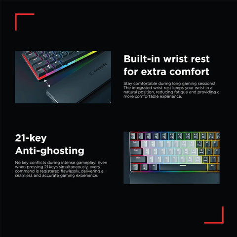 Dope Compact Mech Keyboard For Gaming And Work, 60 Percent Layout With 62 Keys, Crisp Blue Switches, Led Backlight, Anti Ghosting, Straight Up Reliable Usb Plug And Play Rig with built-in wrist rest.